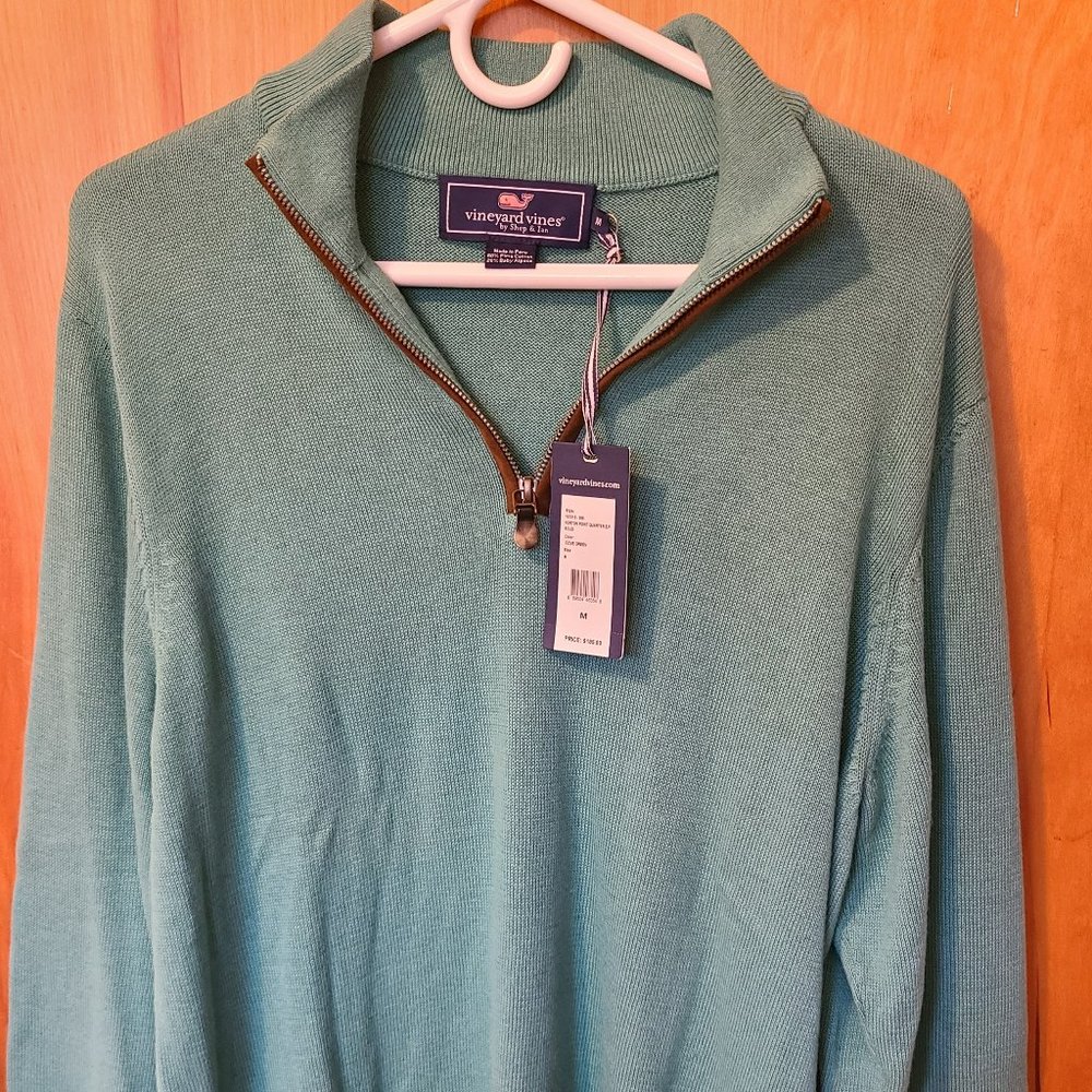 Vineyard Vines Men's Green Sweater With Patch Elbows NWT